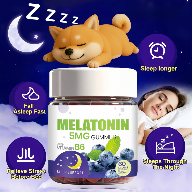 Melatonin Sleep Gummy - Melatonin Gummies With Vitamin B6,Natural Blueberry