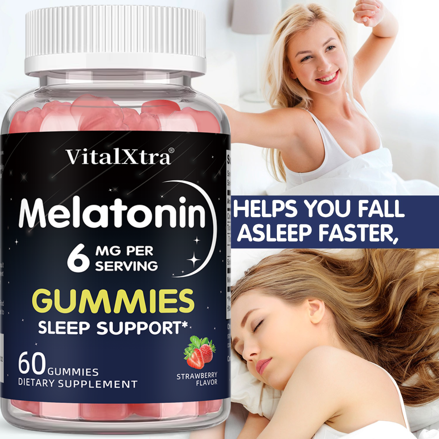 Melatonin Sleep Gummy - Melatonin Gummies 6mg, Natural Night Rest
