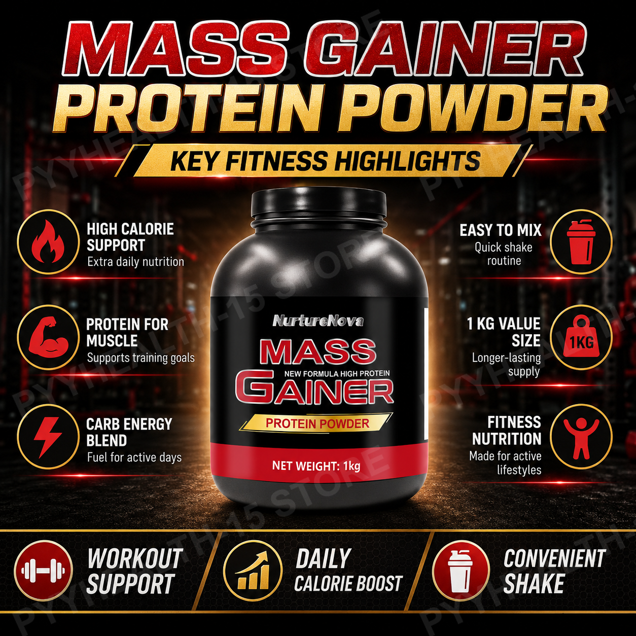 Mass Gainer Protein Powder 1kg - огляд і ціна Nutrition For Fitness