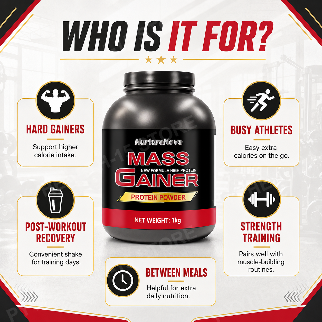 Mass Gainer Protein Powder 1kg - огляд і ціна Nutrition For Fitness