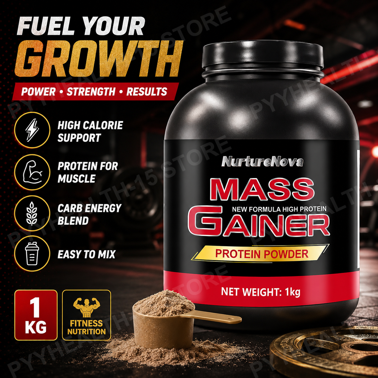 Mass Gainer Protein Powder 1kg - огляд і ціна Nutrition For Fitness