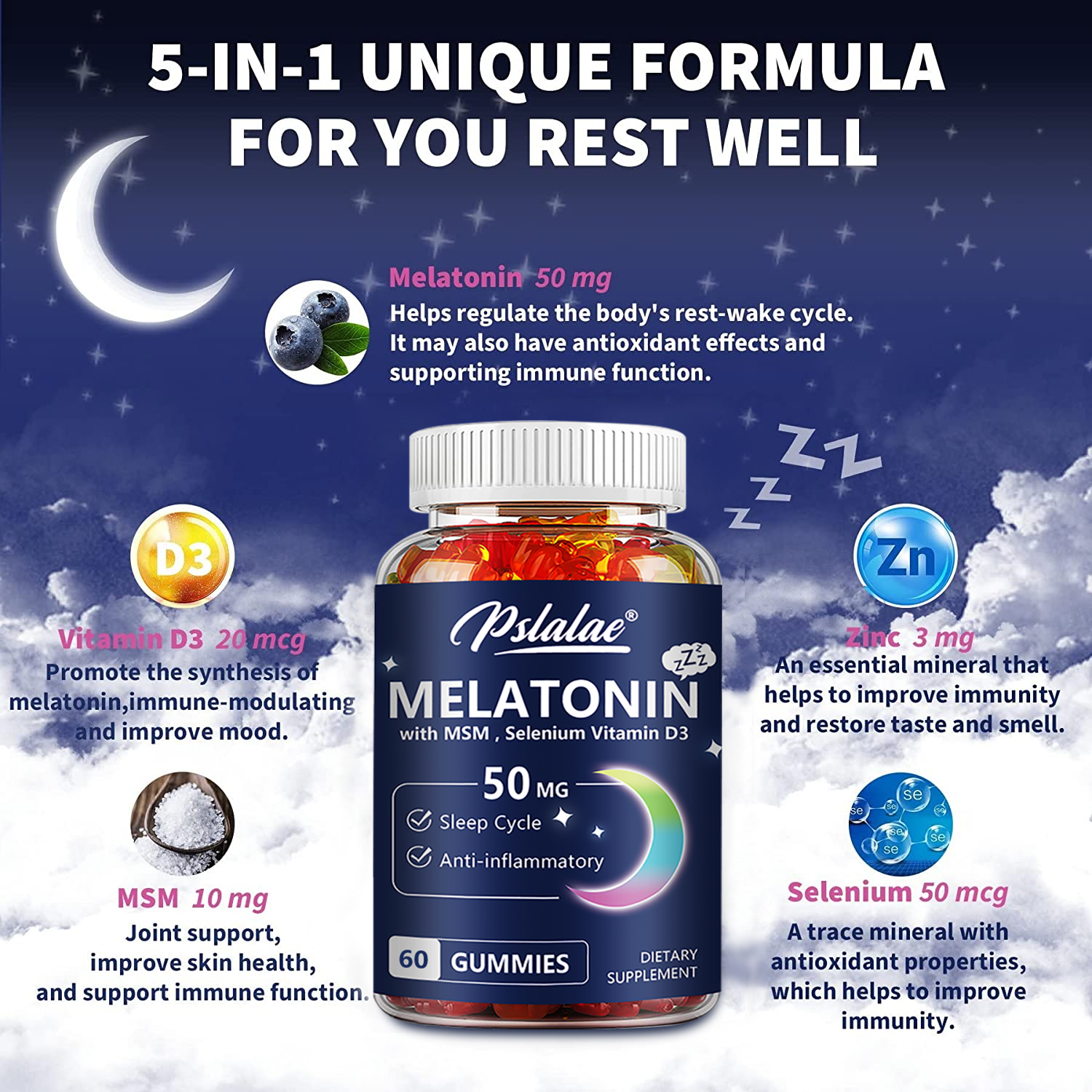 Melatonin Gummies 50mg - Anxie - огляд і ціна Melatonin Sleep Gummy